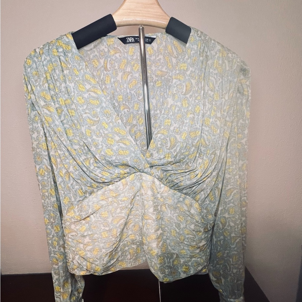 Zara Women's Sheer Floral Blouse